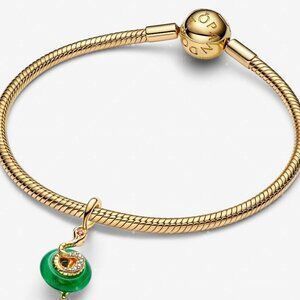 Pandora Snake Green Murano Glass Dangle Charm